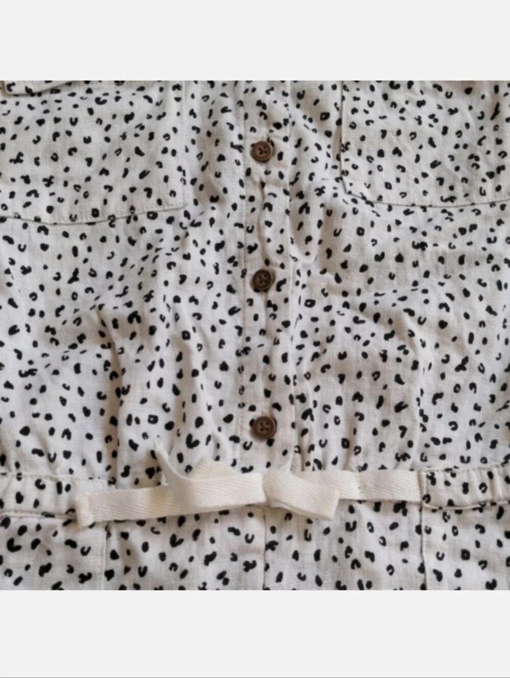 Old Navy Linen Blend Romper Size Girl's XL (14) White & Black Leopard Print EUC